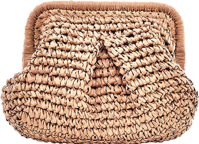 DIHKLCIO Straw Clutch Purses for Women Summer Beach Woven Bag Purse 2025 Cloud Dumpling Pouch Crossbody Handbags