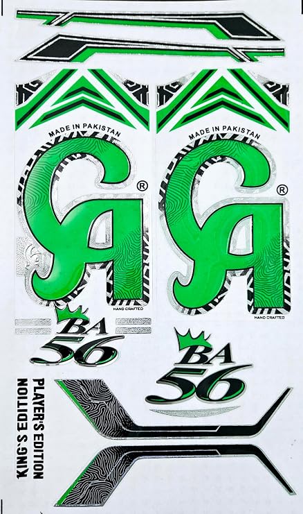 AYN Cricket Bat Sticker 3D Embossed English Willow Fiber Tape Sports Accessories Protection, CA Babar Azam Green