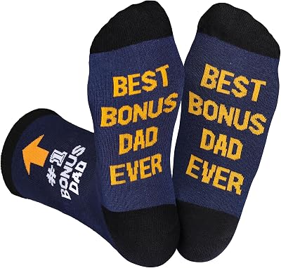Veachog Funny Birthday Gifts for Stepdad, Best Bonus Step Dad Gifts from Daughter Son, Valentines Day Stepdad Gift, #1 Best Bonus Dad Socks