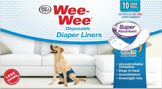 Four Paws Wee-Wee Super Absorbent Disposable Adjustable Dog Potty Training Diapers, Leak-Proof Protection for Puppies and Small Dogs, Extra Small, 12 Count