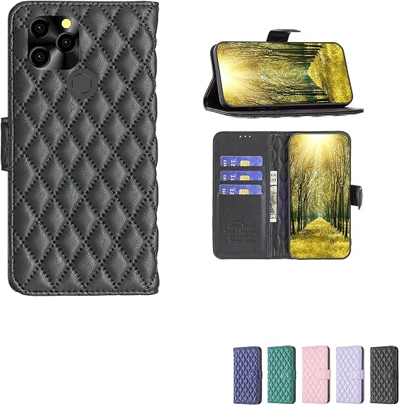 bojioderf Case Compatible for MAXCOM Smart MS651 Phone Case Cover [with Tempered Glass Screen Protector] Flip Stand Cover Women Wallet Black