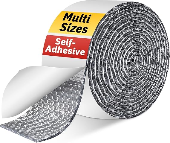 Double Bubble Reflective Foil Insulation Tape, Self-Adhesive Ac Pipe Insulation Wrap for AC Hose, HVAC Duct, Exhaust Hose, Bubble Wrap Insulation for Weatherproof Attics, Windows, Garages - 4 inch