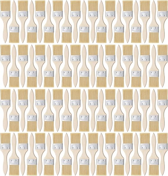 Nuogo 120 Pcs 2 Inch Chip Brushes Bulk for Paint Stain Varnish | Versatile Natural Bristle Paint Brushes with Wooden Handle for Glues Varnish DIY Project Art Craft Supplies