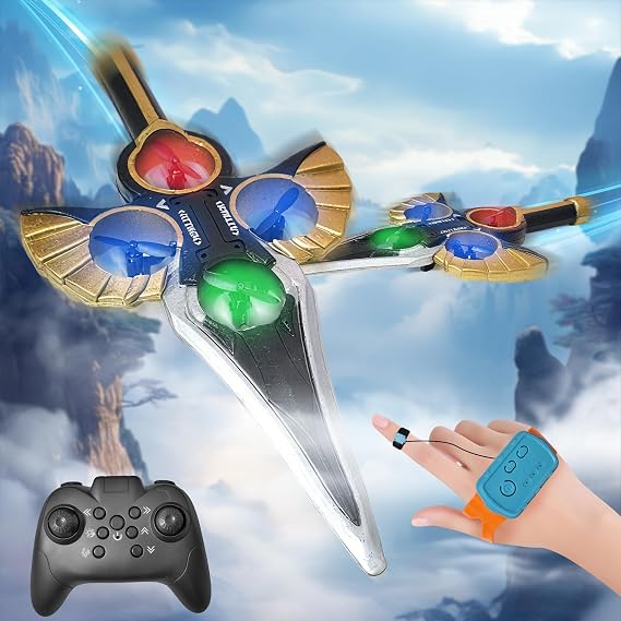 Flying Sword RC Airplane, Gesture Control Airplanes for Kids Adults 8-16, Remote Control Planes with Light, 360° Flip Fighter Jet Toy, Gravity Sensing, Stunt Roll, Gifts for Kids Boys Girls