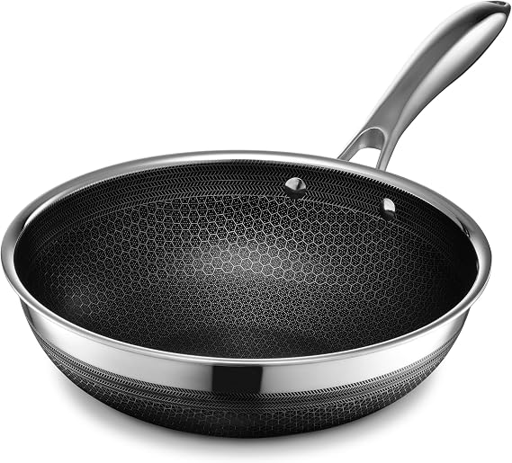 HexClad Hybrid Nonstick Wok, 25 cm, Stay-Cool Handle, Dishwasher Safe, Induction Ready, Compatible with All Cooktops