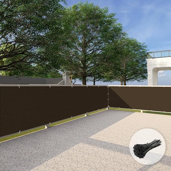 Patio 3' x 9' Balcony Privacy Screen Apartment Railing Covers Fence Panels for Outdoor, Temporary Fencing for Porch Deck Backyard Net Mesh with Zip Ties, Brown