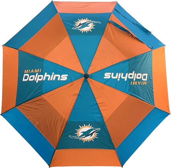 Team Golf NFL New York Giants Golf Umbrella 62" Golf Umbrella with Protective Sheath, Double Canopy Wind Protection Design, Auto Open Button