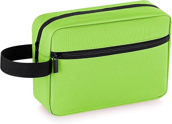 Toiletry Bag for Women and Men, Lightweight Makeup Bag Hanging Dopp Kit with Shaving Compartment Cosmetic Organizer Small Tool Bag Travel Essentials, Gifts for Men & Women, Neon Green