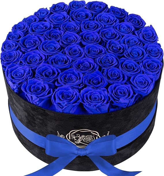 47 Flowers in Luxury Suede Box, Birthday Gifts for Women, Preserved Flowers