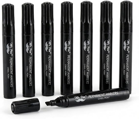 Mr. Pen- Black Permanent Markers, 8 Pack, Thick Markers