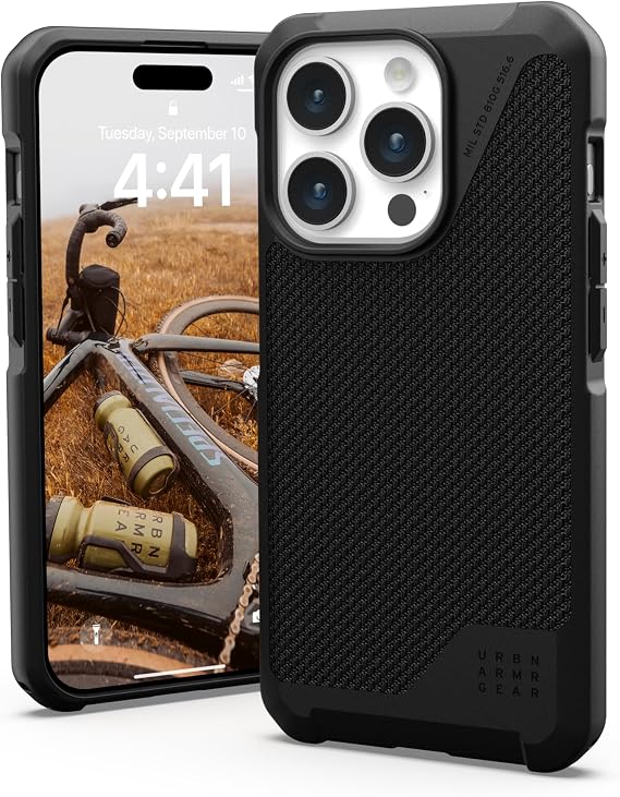 URBAN ARMOR GEAR UAG Case [Updated Ver] Compatible with iPhone 15 Pro Case 6.1" Metropolis LT Kevlar Black Built-in Magnet Compatible with MagSafe Charging Rugged Military Grade Protective Cover