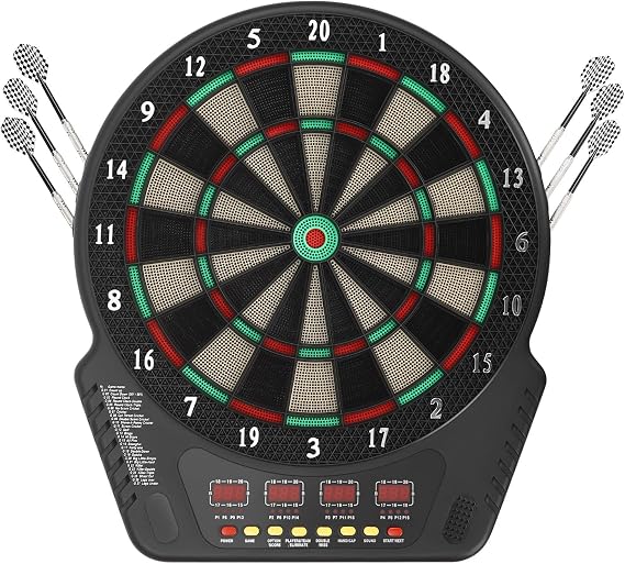 Electronic Dart Board Soft Tip Dartboard Set 27 Games with 243 Variants 6 Darts, Digital Electric Dart Boards with Colorful LED