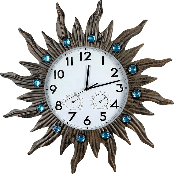 Garden Outdoor Clocks with Thermometer and Hygrometer Combo, 18.5 Inch