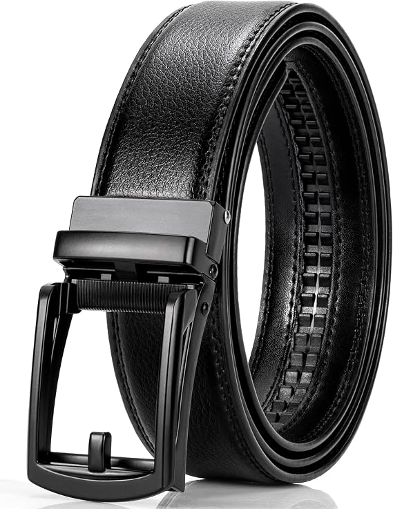 maikun Ratchet Belts for Men, Black Slide Click Belt, Automatic Buckle
