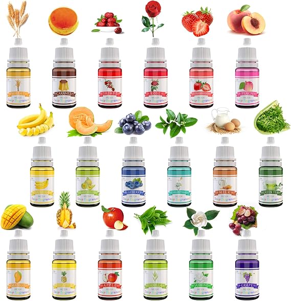 18 Soap Making Scent - Liquid Soap Fragrance Oils Set for DIY Bath Bomb, Soap Making Supplies, Slime - Concentrated Food Grade Soap Flavoring Bath Bomb Scents for Cosmetic, Crafts - 10ml/0.35oz Each