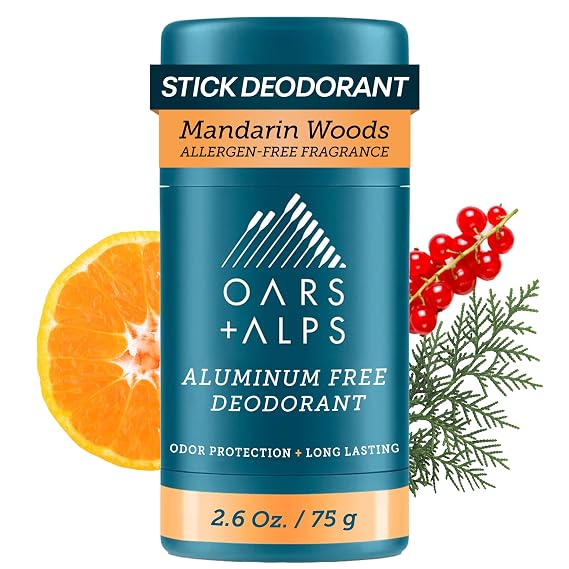 Oars + Alps Aluminum Free Men's Deodorant, Clear + No Residue, 1pk, 2.6oz