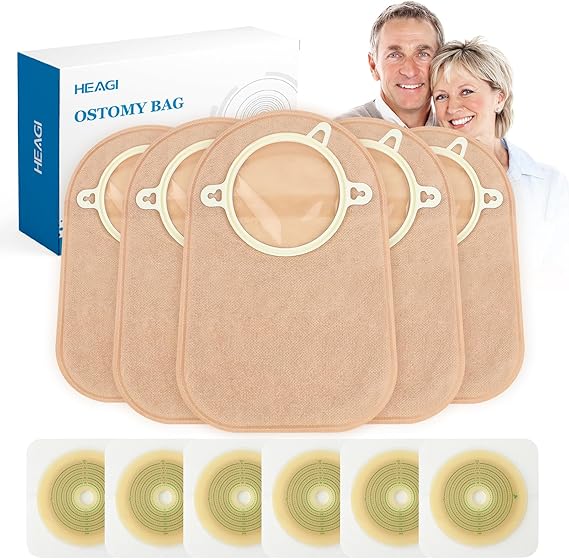 60pcs Ostomy Supplies Ostomy Bags 2 Piece Closed End, 2-Piece Disposable Colostomy Bags for Ileostomy Stoma Care, Travel Backup, Cut-to-Fit, 70mm Max (40 x Ostomy Bag + 20 x Skin Barrier)