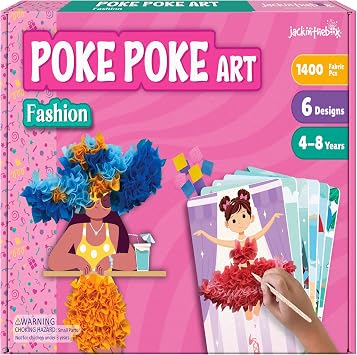 jackinthebox Poke Poke Art for Kids - Fashion Theme, Flower Pressing Kits, Mess-Free Fabric Art and Craft for Girls Ages 4 5 6 7 8