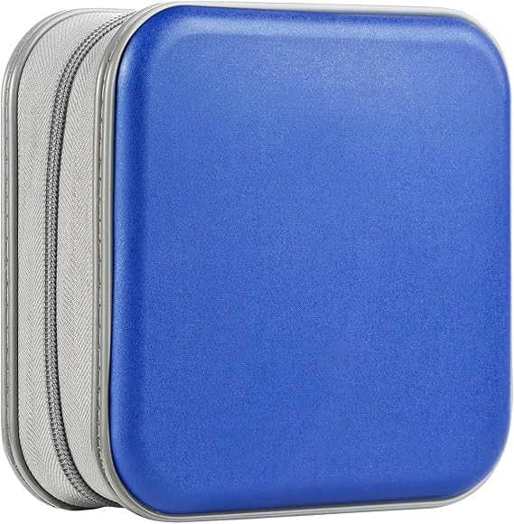 UENTIP CD Case Holder, 48 Capacity DVD Case Portable DVD Hard Plastic Car CD Holder CD Wallet Bag Car Protective DVD Storage (Blue)