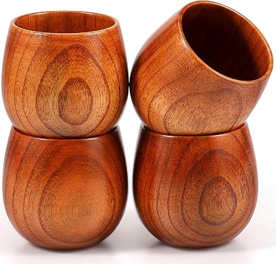 4 Pcs Wooden Bourbon Drinking Glass, Charred Wooden Whiskey Tumbler, Wood Whiskey Glasses, Bourbon Gifts for Men, Wood Old Fashioned Glass, Whiskey Gifts for Men, Dad