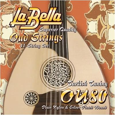 La Bella OU80 Oud Strings 12- String Set Turkish Tuning Plain Nylon Silver- Plated Wound 22-42