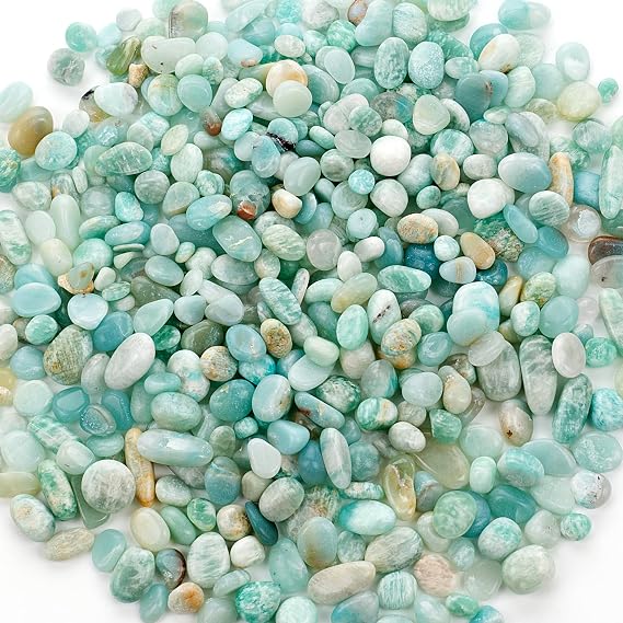 Cherry Tree Collection 1/2 lb Polished Amazonite-L Gemstone Chips | Natural Stone Pieces for Jewelry Making, Resin Crafts, Plants, Succulents, Aquariums, Meditation, Chakra Decor and Displays.