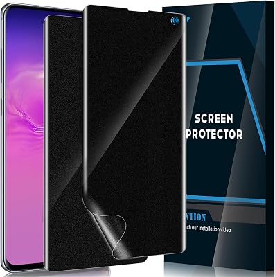 2 Pack] Galaxy S10 Privacy Screen Protector, Flexible Soft TPU Matte Full Adhesive Film [Case Friendly] 2-Way Privacy Nano Shield [Support Fingerprint Unlock] for Samsung S10