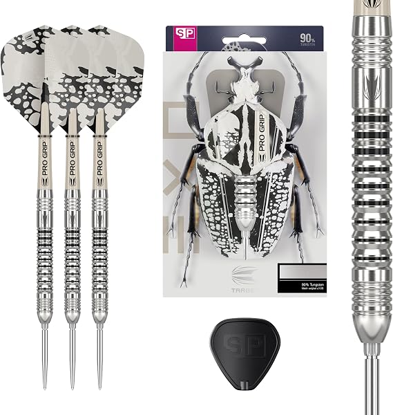 TARGET Darts EXO Edition 90% Tungsten Steel Tip Darts Set 23g Barrel SP03 Steel Tip Dart Set, Swiss Point Darts with Pro Grip Shafts and No.6 Flights, SP Tool Included