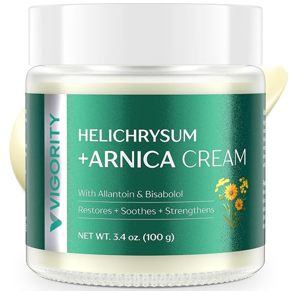 Vigority Arnica Bruise Cream: Arnica Cream for Bruises, Mature & Thin Skin with Helichrysum, Vitamins K, C & E - Soothes, Restores & Strengthens Skin Barrier for Adult & Senior - 3.4oz