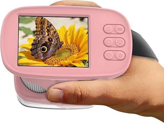 Upgrade 2.4’ Screeen,4K Kids' Microscopes, Portable Mini Pocket 1000X Handheld Microscope, Educational Science Stem Toys for Christmas Birthday Gifts Toys for 4-12 Children Students Boys Girls (Pink)