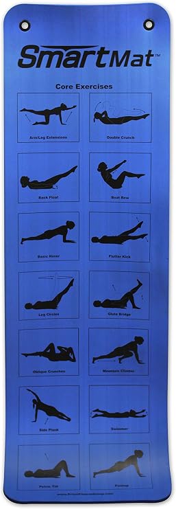 Smart Self-Guided Non-Slip Exercise Mat, Ultra Thick, 2-Sided With 14 Exercises Printed On Each Side