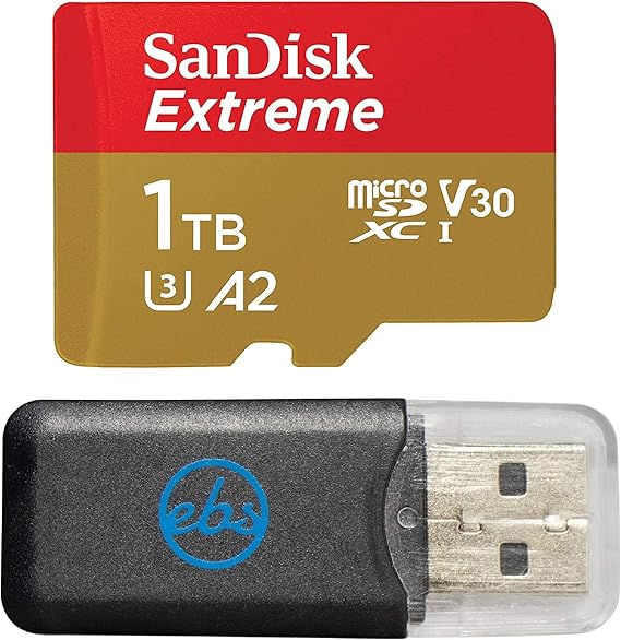 Sandisk 1TB MicroSDXC Extreme Memory Card for Tablets Compatible with Samsung Galaxy Tab S9 FE and FE+ (SDSQXAV-1T00-GN6MN) U3 V30 Bundle with 1 Everything But Stromboli SD & MicroSDXC Card Reader