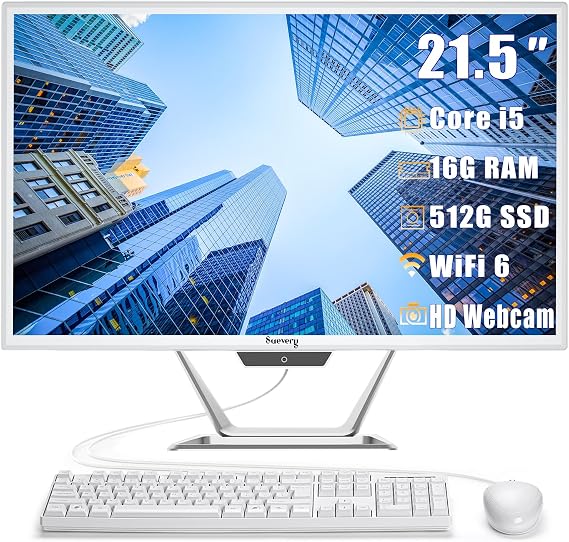 suevery All-in-One Desktop Computer,22" Core i5 AIO Gaming pc,HD Webcam