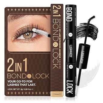 LASHVIEW Lash Bond and Seal Cluster Lash Glue for Sensitive Eyes, Super Strong Hold 7Day DIY Lash Extension Glue, Waterproof, Latex Free