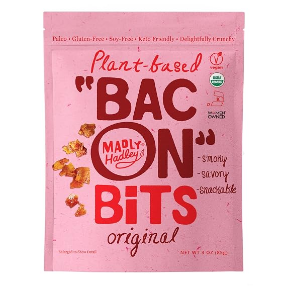 Madly Hadley Plant-Based Bacon Bits -Organic, Healthy Vegan Snack, Crunchy Topper, Keto-Friendly, Gluten-Free Topping for Salads, Pasta and Pizza
