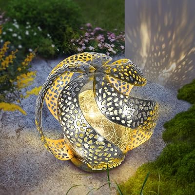 Solar Lights Outdoor Garden Decor, Solar Garden Lights, Crackle Globe Glass Outdoor Waterproof Solar Lights for Outside, Lawn, Patio, Porch, Tabletop Decor, Gardening Gifts