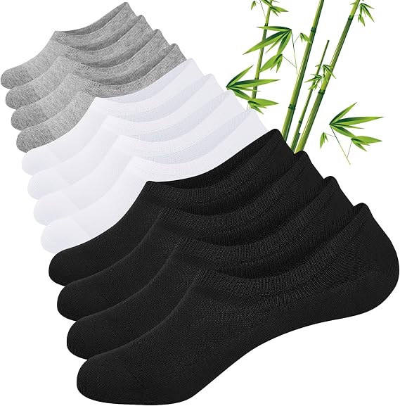 Cirorld Bamboo No Show Socks for Men & Women, 6 Pairs, Non-Slip