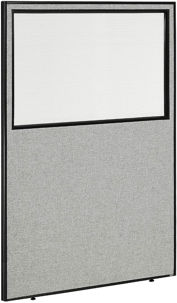 Global Industrial 48-1/4"W x 72"H Office Partition Panel with Partial Window, Gray