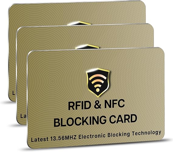 SAITECH IT RFID Blocking Cards, 5 Pack Premium Contactless NFC Debit Card Passport Protection Blocker Set for Men Women Smart Slim Design Wallet
