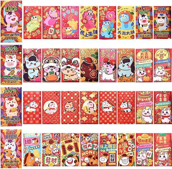 Red Envelopes,36pcs Lucky Money Envelopes Red Money Pocket Hong Bao Gift Envelope for New Year 2026 Spring Festival Wedding Kids Birthday Graduation Party