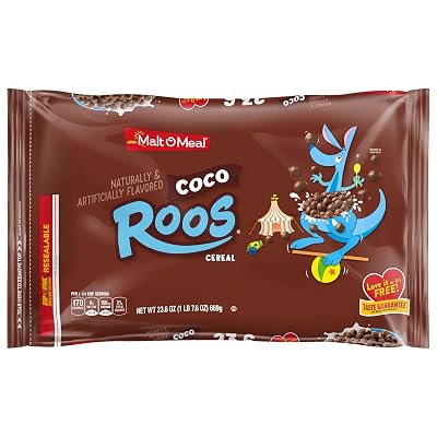 Malt-O-Meal Coco Roos Breakfast Cereal, Crunchy Chocolate PuffS, 23.6 OZ Resealable Cereal Bag