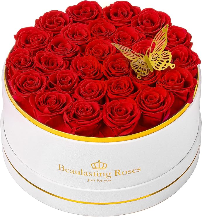 27 Preserved Roses in a Box Forever Flowers for Delivery Prime, Red