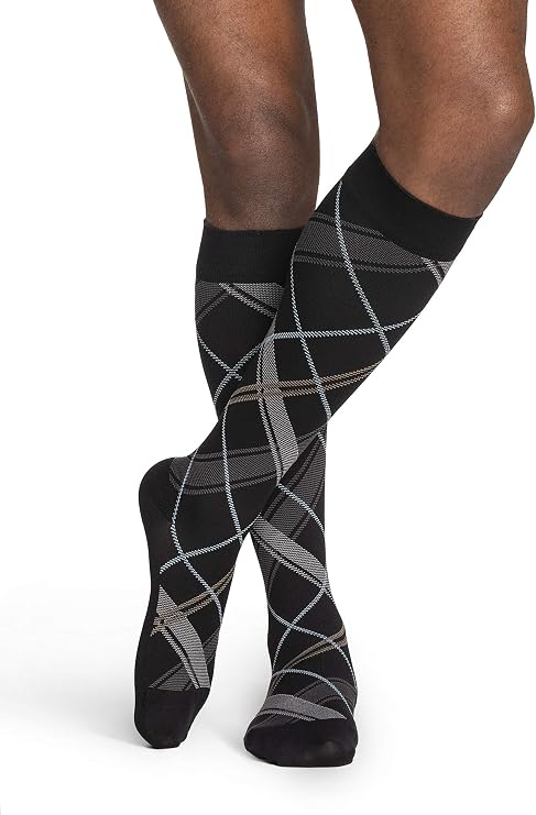 SIGVARIS Mens Microfiber Patterns 183 Calf High Compression Socks 15-20mmHg