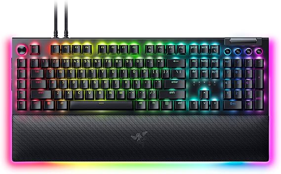 Razer BlackWidow V4 Pro (Green Key) - Mechanical Gaming Keyboard (Clicked Mechanical Switches, Command Dial and 8 Special Macro Keys, Multi-Function Cylinder, Wrist Rest) US Layout | Black