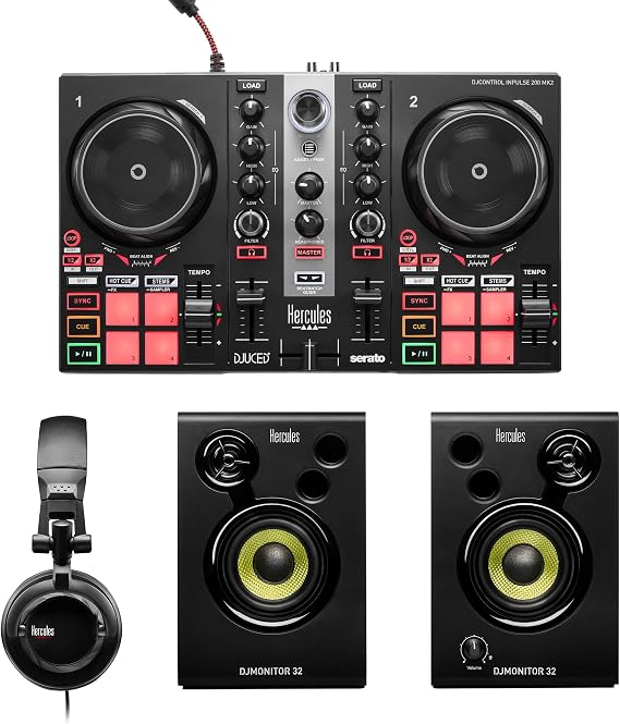 Hercules DJLearning Kit MK2 All-in-One Kit for Learning to Mixer Software and Tutorials Included