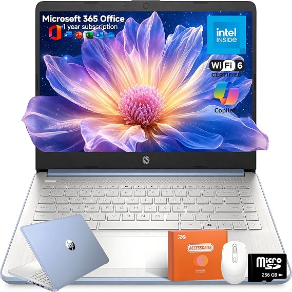 HP 14 Laptop for Students and Home Use, Intel Processor N150, 16GB RAM