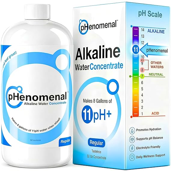 Phenomenal Alkaline Water Concentrate, Makes 8 Gallons of 11pH+ (Regular Tasteless 32 Oz Concentrate)
