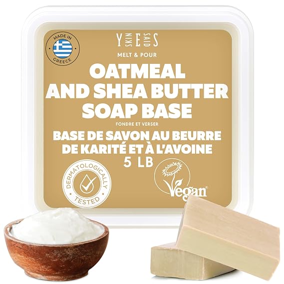 Skin Said Yes 5Lb Oatmeal Soap Base - Bulk Melt and Pour Organic Soap Making Supplies - SLES Free, No Palm Oil, All Natural - Perfect for DIY Projects, Gentle on Skin, Moisturizing