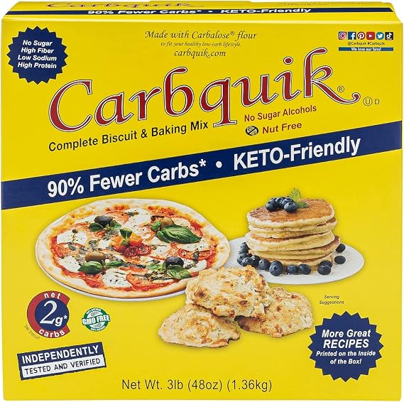 Carbquik Biscuit & Baking Mix, 3 lb (48oz) Low Carb Keto Baking Mix with 6g Protein Per Serving Sugar Free, Nut Free Mix for Pancakes, Biscuits, Bread, Pizza Crust & More