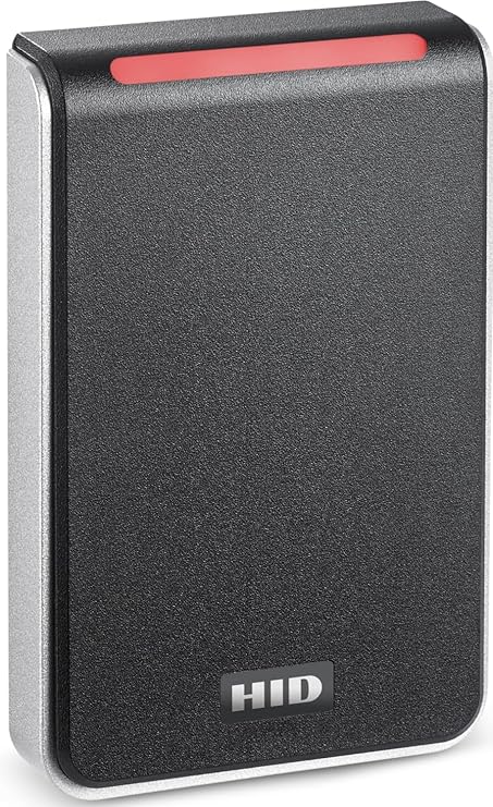 HID Global 40NKS-00-000000 Signo 40 Smart Card Reader, Black with Silver Trim, 13.56mHz Profile, 125kHz, 2.4GHz, Wiegand, 18" Pigtail, Single Gang Box, Mobile Ready, 12 VDC, IP65